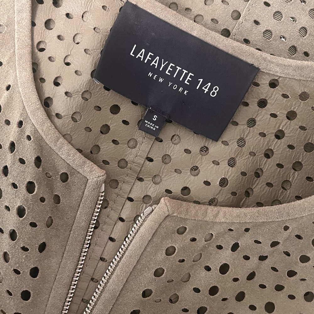 Lafayette 148 New York Olive Green Perforated Vest - Picture 5 of 10
